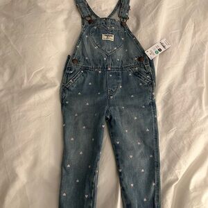 OshKosh B'gosh Blue Overalls with Pink Hearts